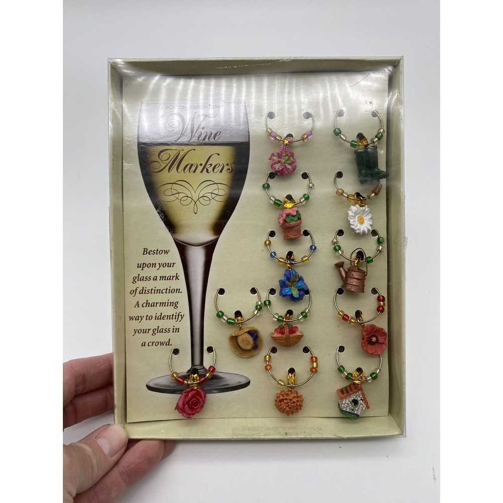 Boston Warehouse 12 WINE CHARM MARKERS‎ Gardening - NEW In Box